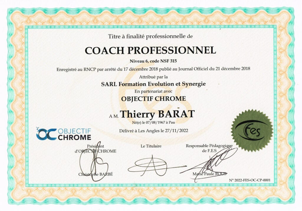 Thierry Barat Coach professionnel certifié RNCP